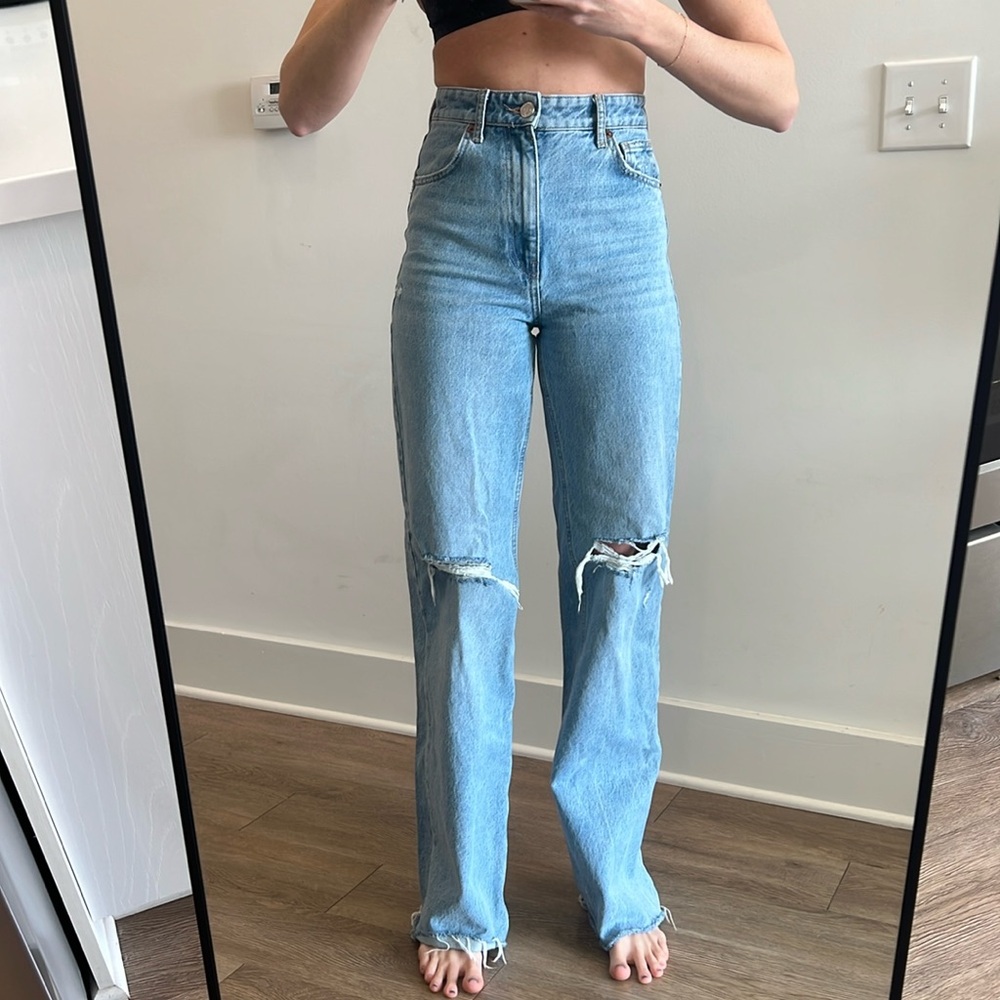 Zara distressed high waisted denim